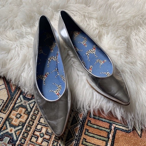 Stuart Weitzman Shoes - Stuart Weitzman Silver Flats with Dalmatians - 8.5